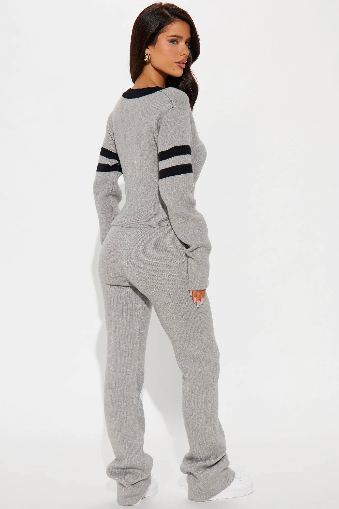 2 Can Play At This Game Sweater Pant Set - Grey/Black