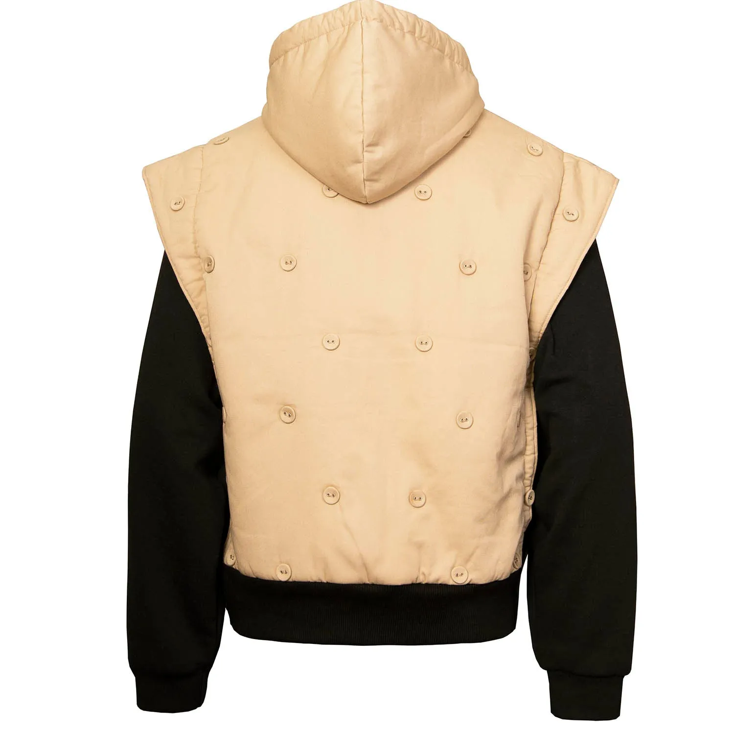 Beige gewatteerde hoodie