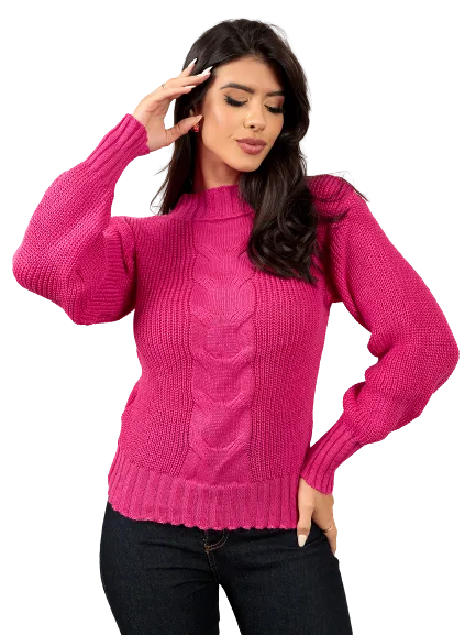 Blusa De Frio Feminina Tricot Trança Central - Luana