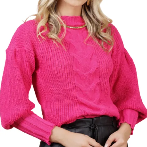 Blusa De Frio Feminina Tricot Trança Central - Luana