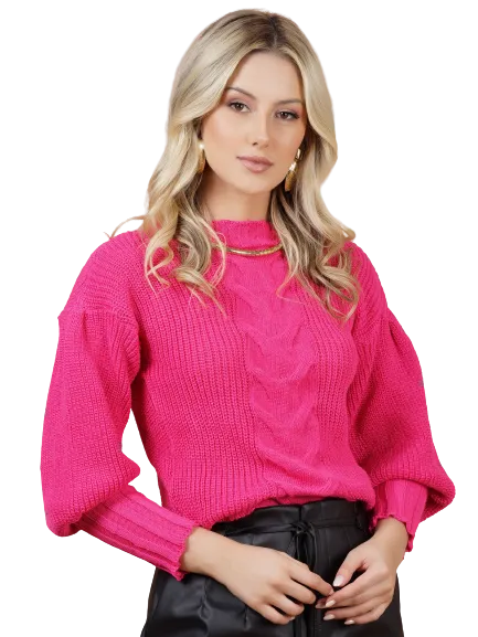 Blusa De Frio Feminina Tricot Trança Central - Luana