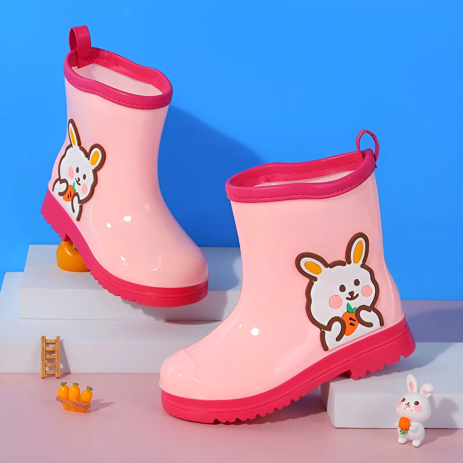 Botas kawaii impermeables de PVC antideslizantes para niños y niñas