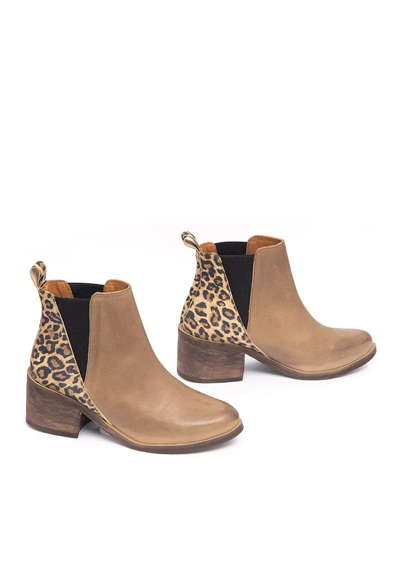 Taupe Print Womens Boots - Suiriri Botin