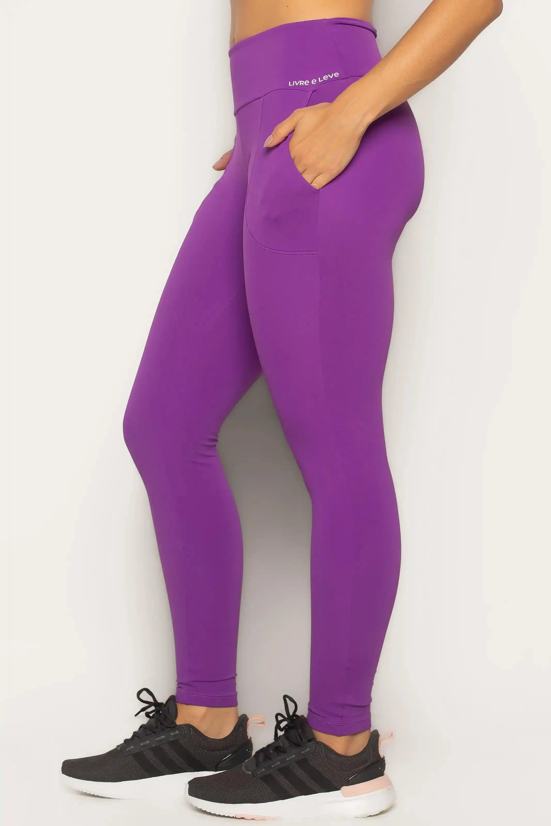 Calça Legging Modeladora com Bolso Roxa