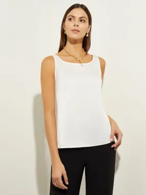 Classic Crepe de Chine Tank Top, White