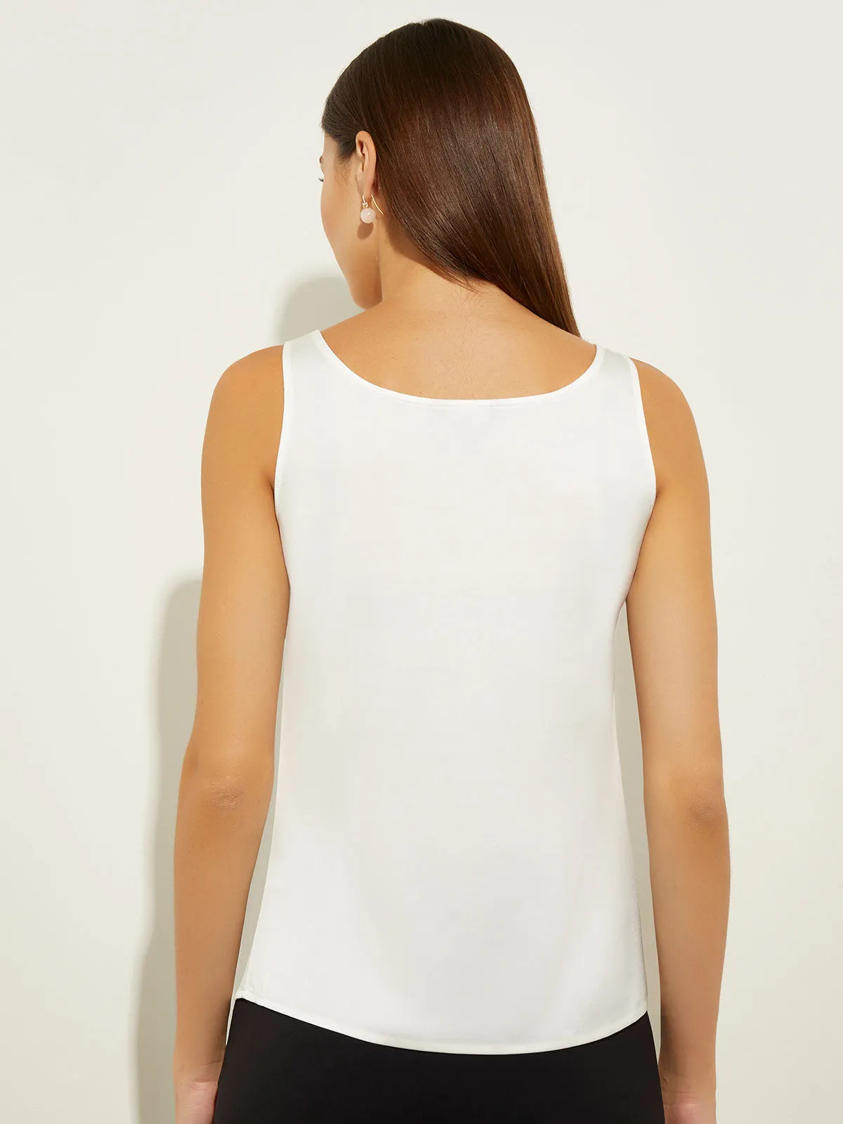 Classic Crepe de Chine Tank Top, White