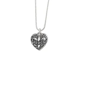 Fleur de Lis Heart Large Pendant