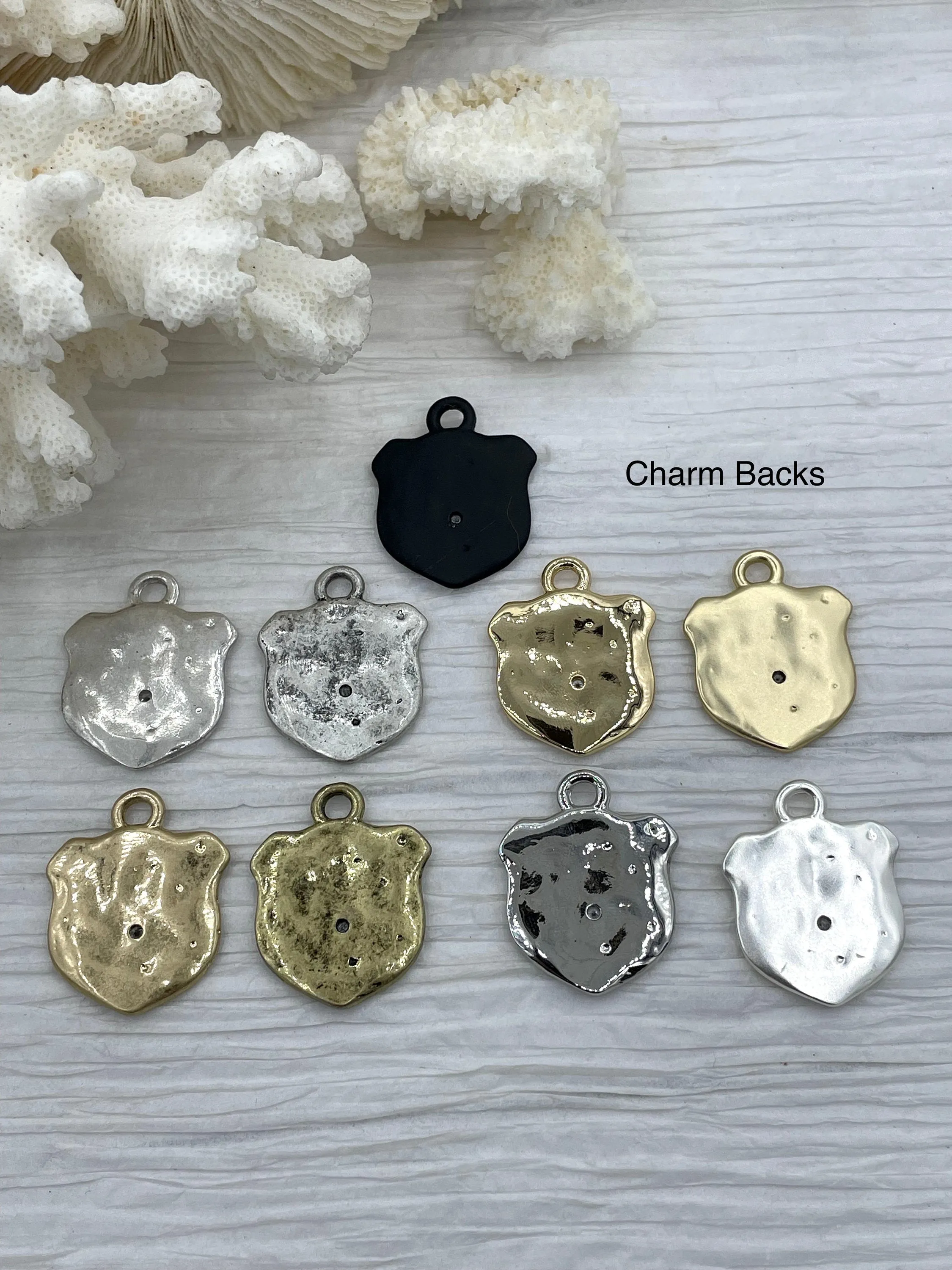 Fleur De Lis Shield Charms with CZ, Fleur De Lis Charm, 9 Finishes, Brass Charm, Fleur de lis Pendant, French Charm, Paris Charm, Fast Ship.