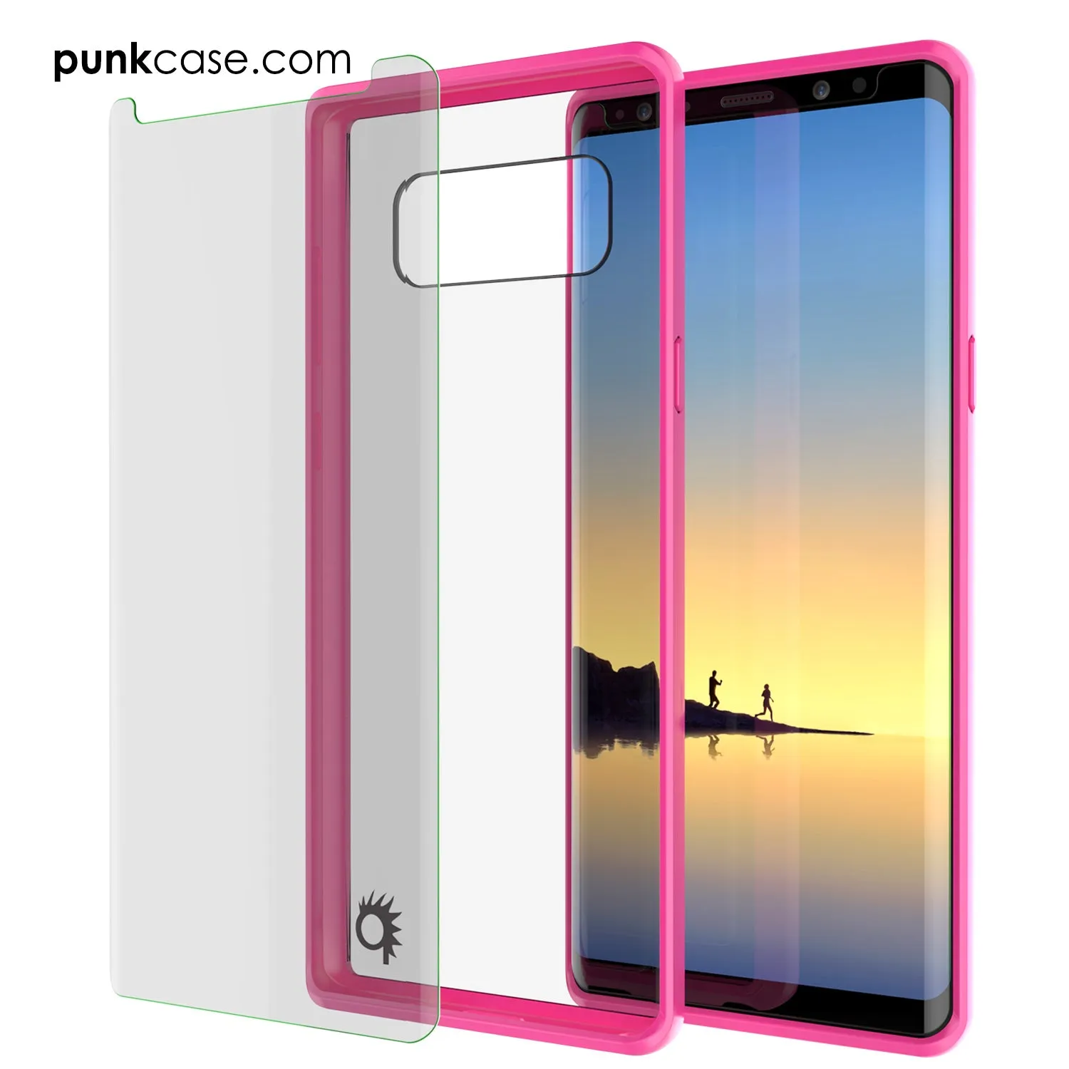 Galaxy Note 8 Screen Protector W/ Anti-Shock Proof Slim Case [Pink]