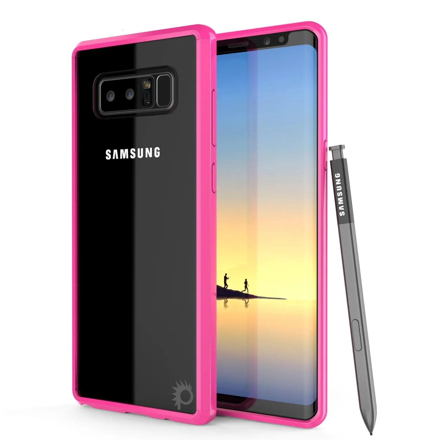 Galaxy Note 8 Screen Protector W/ Anti-Shock Proof Slim Case [Pink]