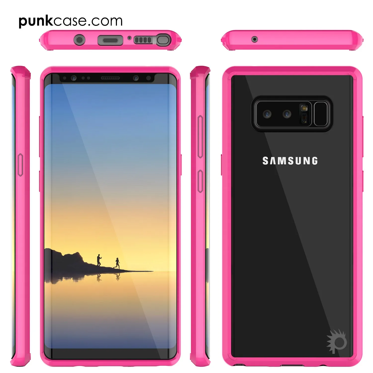 Galaxy Note 8 Screen Protector W/ Anti-Shock Proof Slim Case [Pink]