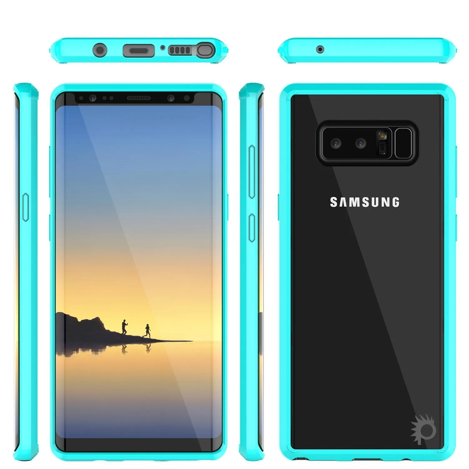 Galaxy Note 8 Screen Protector W/ Anti-Shock Proof Slim Case [Teal]