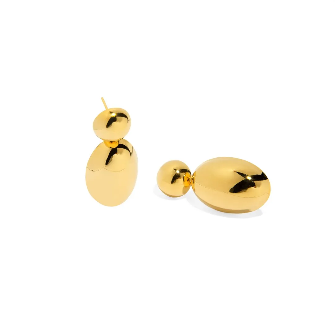 GOLDEN OVAL DROP EARRINGS