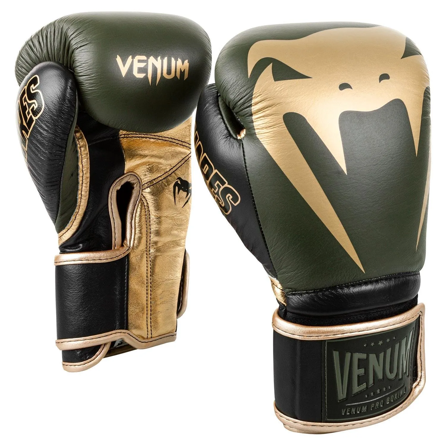 Guantes de boxeo profesional Venum Giant 2.0 Edición Linares - Con velcro - Kaki/Negro/Oro