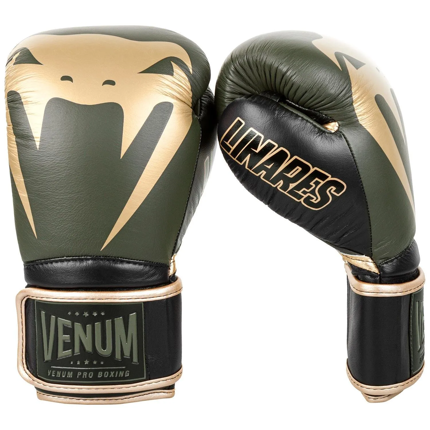 Guantes de boxeo profesional Venum Giant 2.0 Edición Linares - Con velcro - Kaki/Negro/Oro