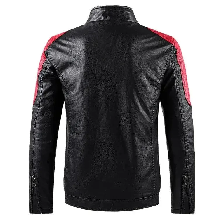 Jaqueta De Couro Masculina Motoqueiro Slim Impermeável ST