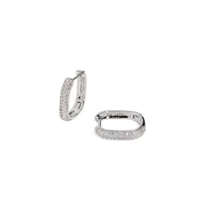 LINK OVAL PAVE SILVER HUGGIES