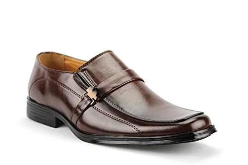 Men's 31334 Classic Square Toe Slip On Moc Toe Loafers Dress Shoes