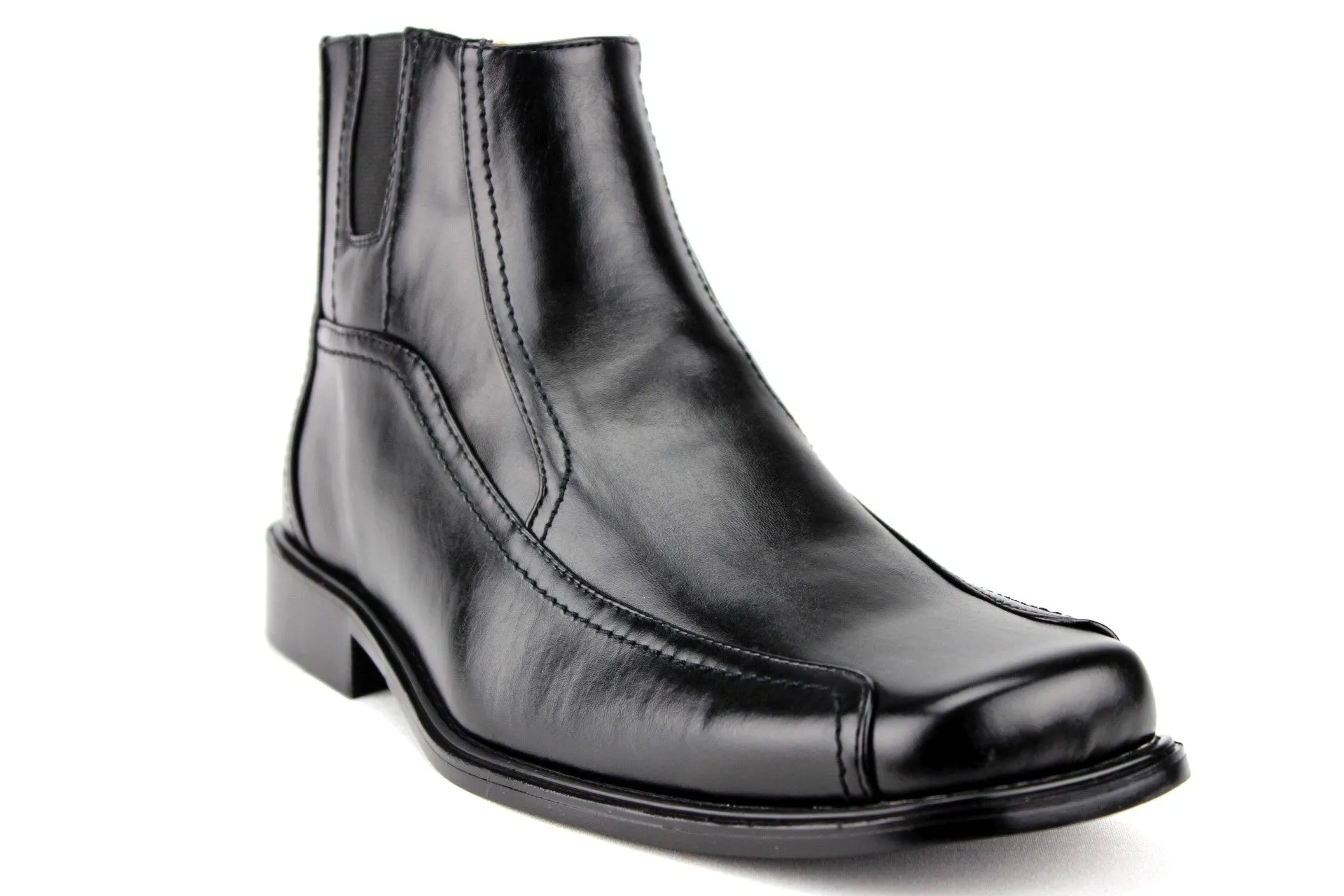 Men's 38912 Leather Lined Ankle High Moto Zipped Chelsea Dress Boots