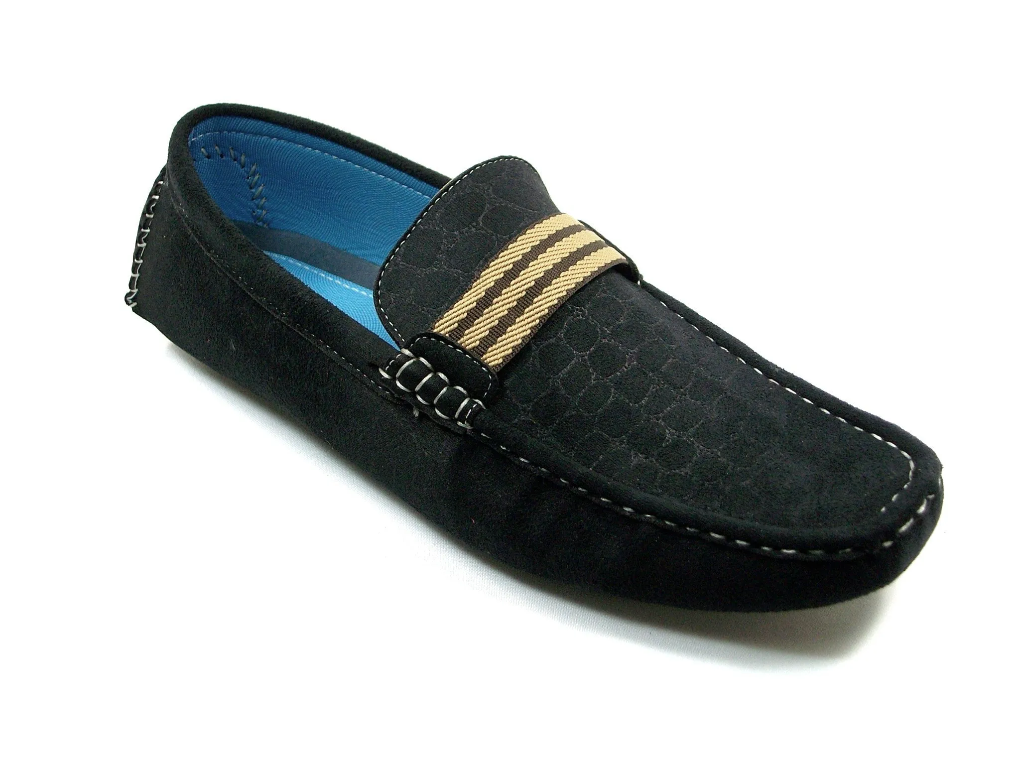 Mens Bravo Moccasin Driver Slip On Casual Loafers MOC-1 Black