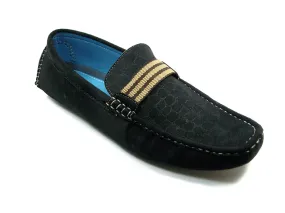 Mens Bravo Moccasin Driver Slip On Casual Loafers MOC-1 Black