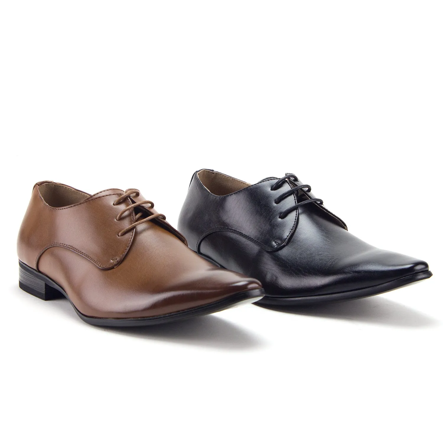 Men's Classic Pointy Toe Derby Lace Up Oxfords Dress Shoes