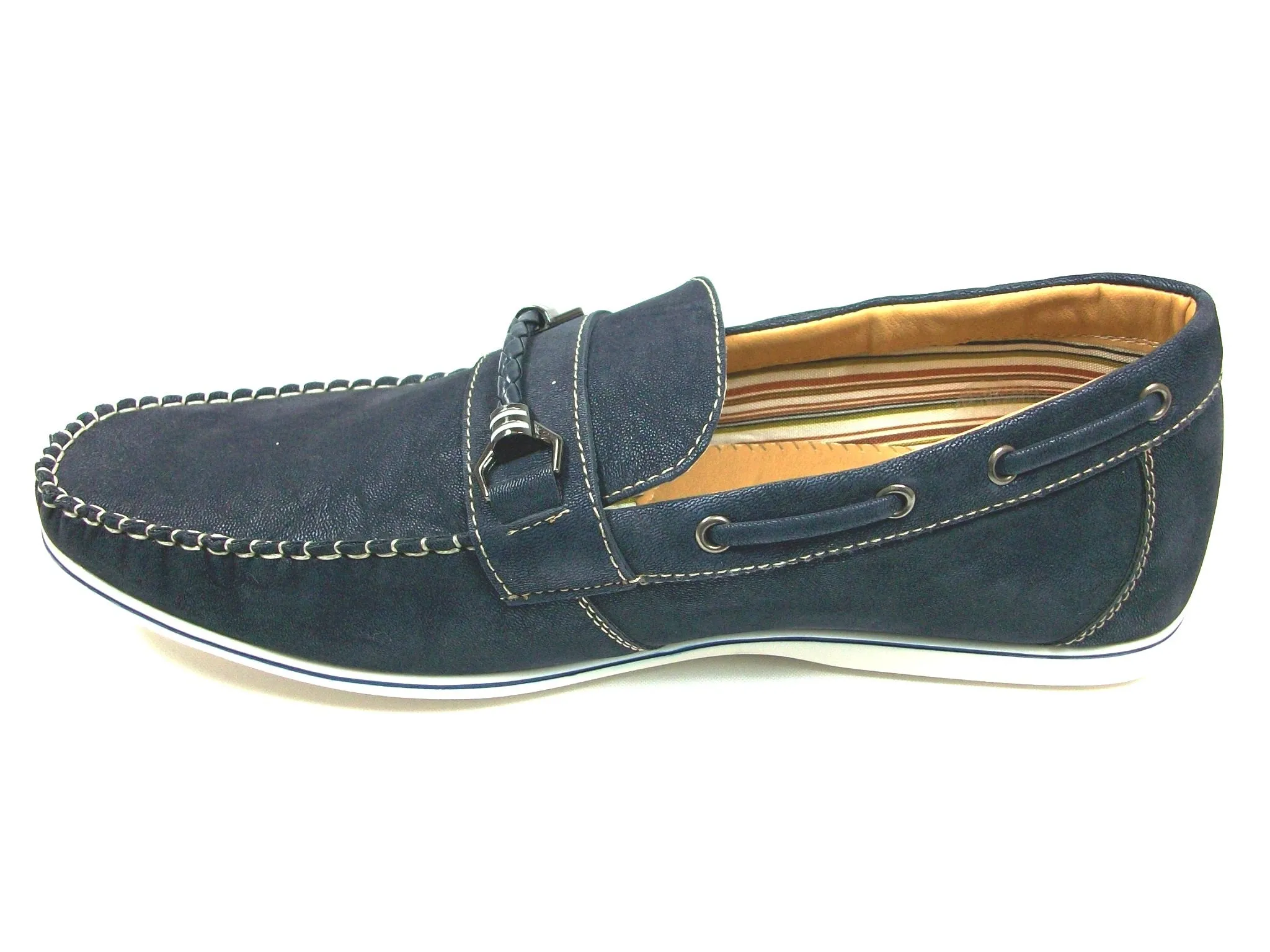 Mens Polar Fox Boat Suedette Moccasin Casual Loafers Shoes 30218 Blue-379