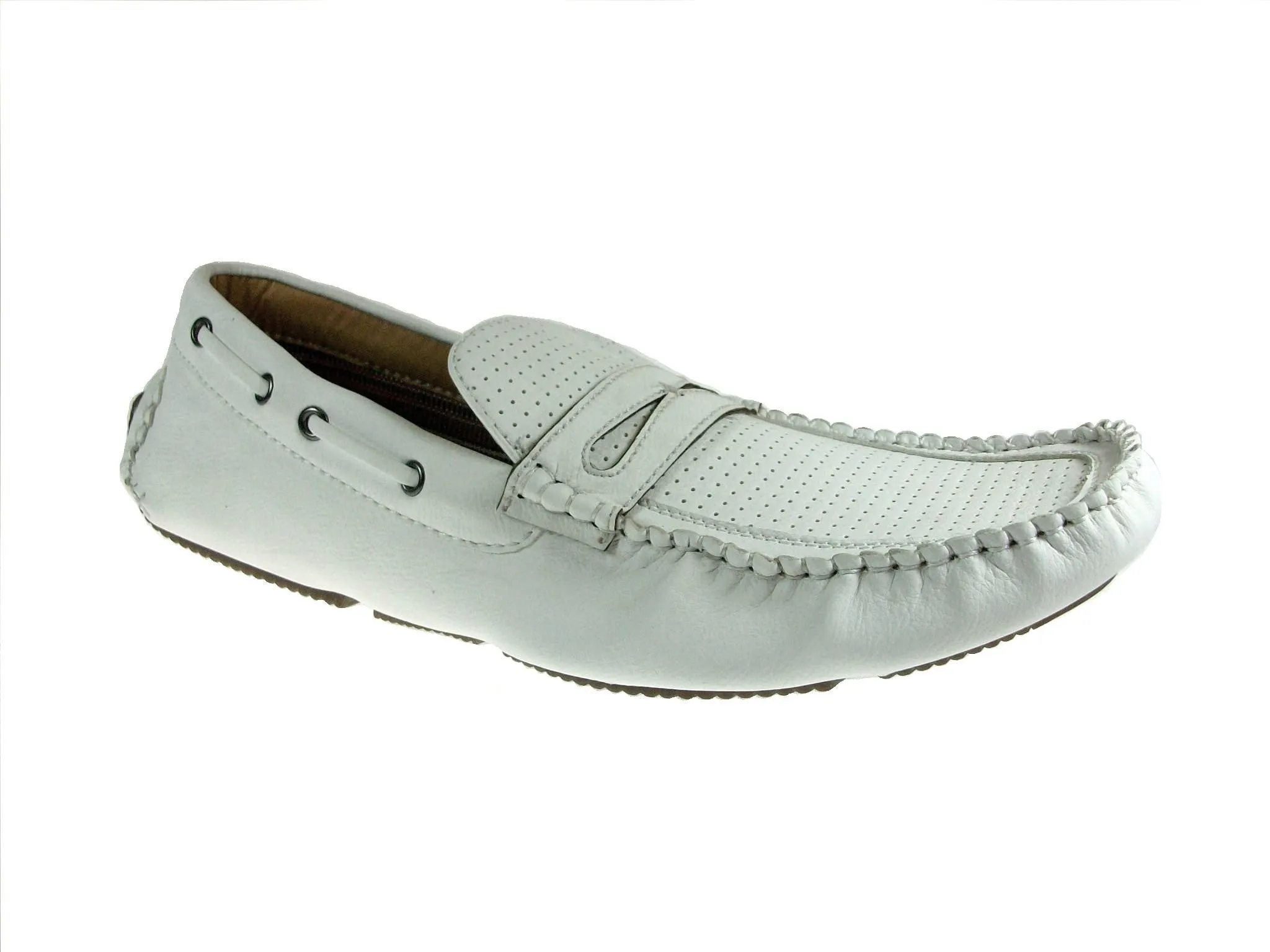 Mens Polar Fox Driver Moccasin Casual Loafers Shoes 13005 White-390