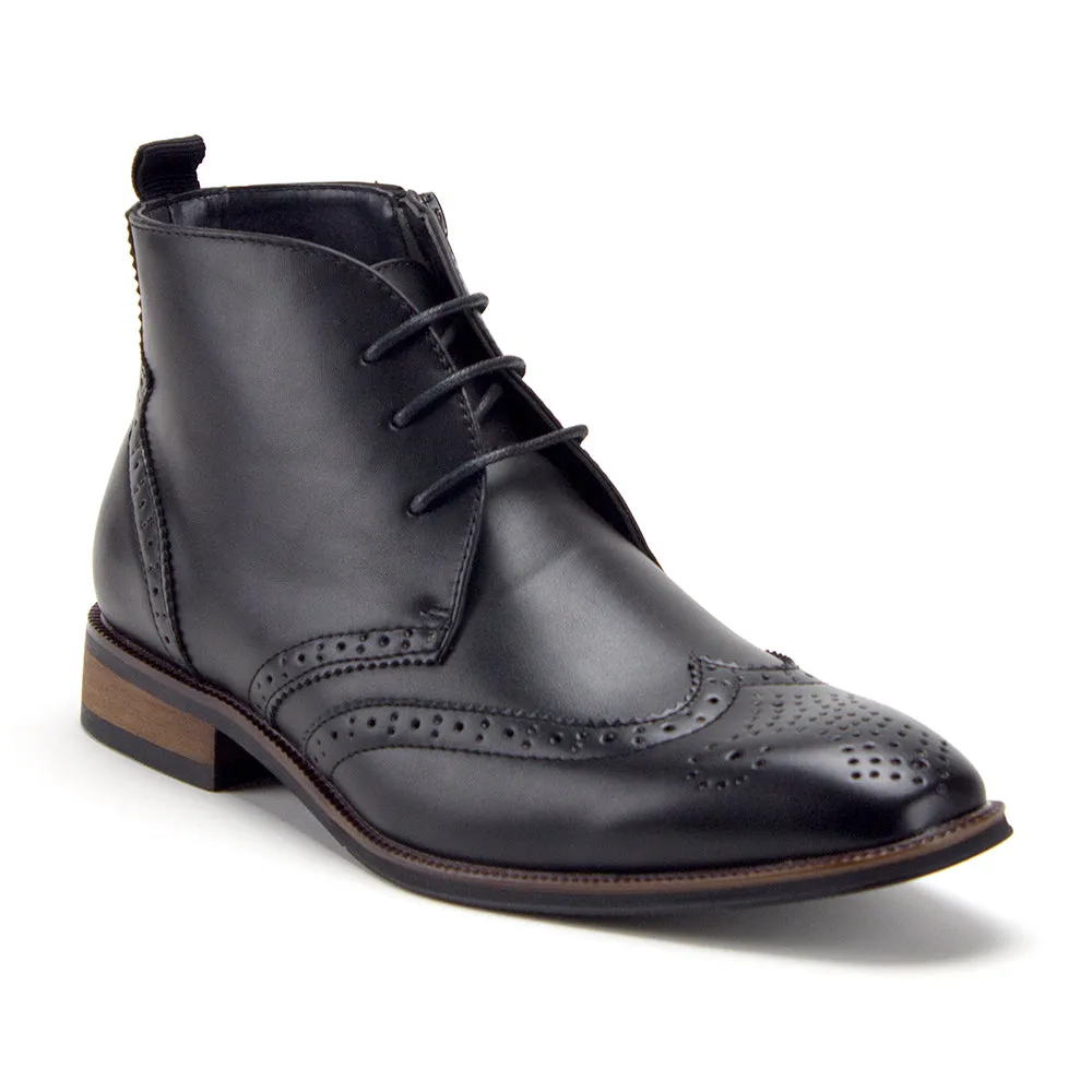 Men's VW314 Classic Ankle High Lace Up & Zipped Wing Tip Dress Boots