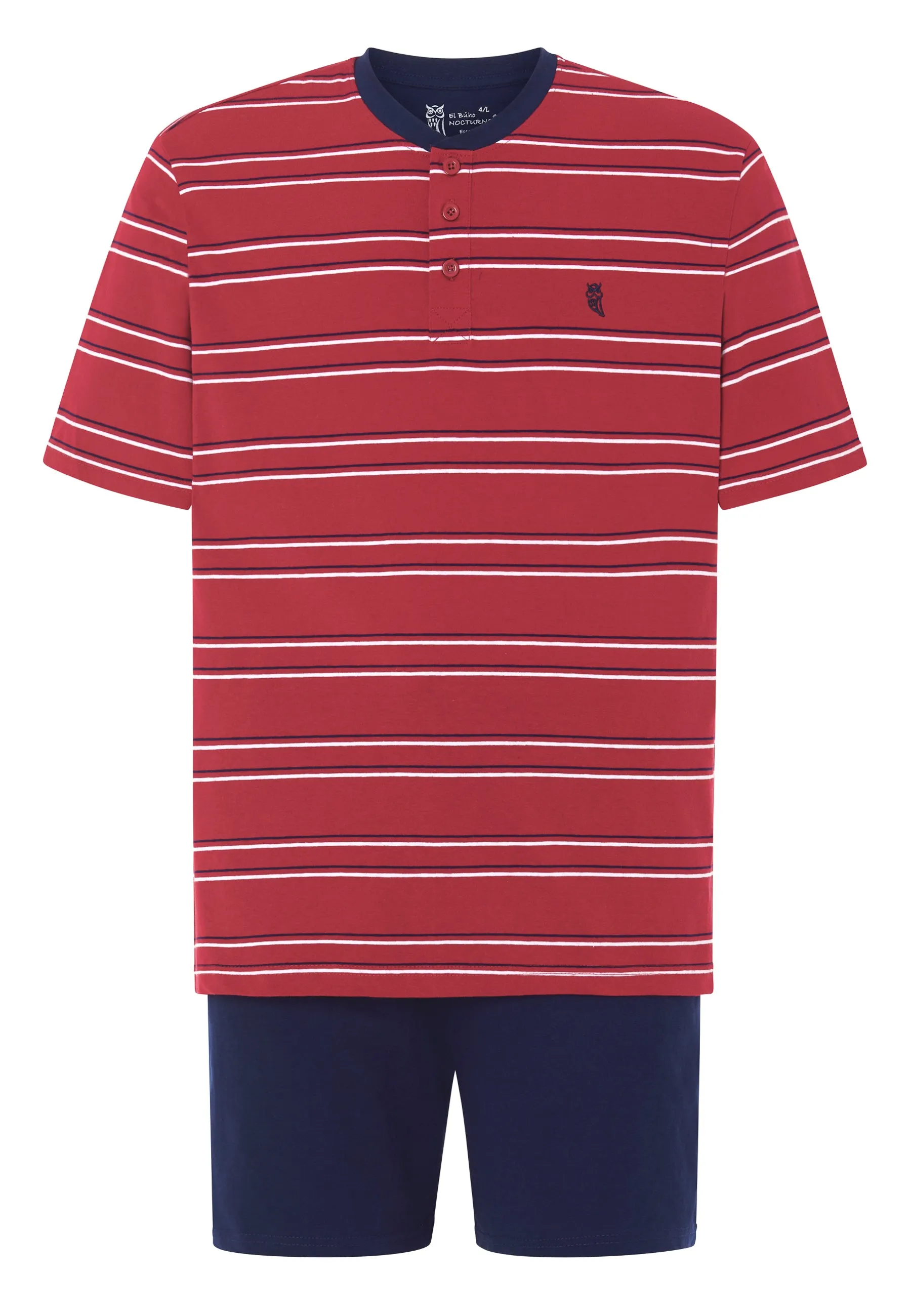 Pijama Hombre Corto Tapeta Punto Rayas - Rojo 3555_94