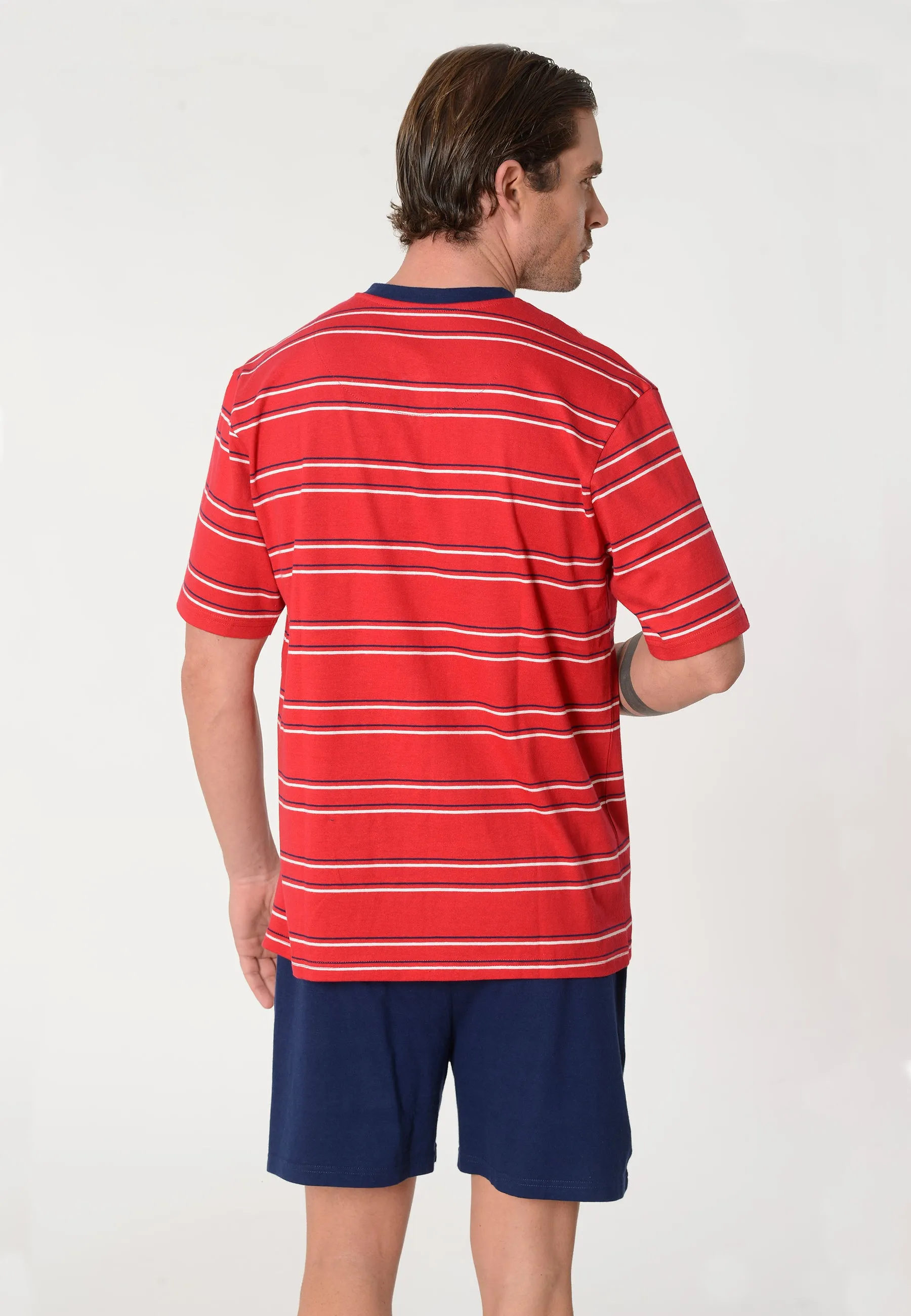 Pijama Hombre Corto Tapeta Punto Rayas - Rojo 3555_94