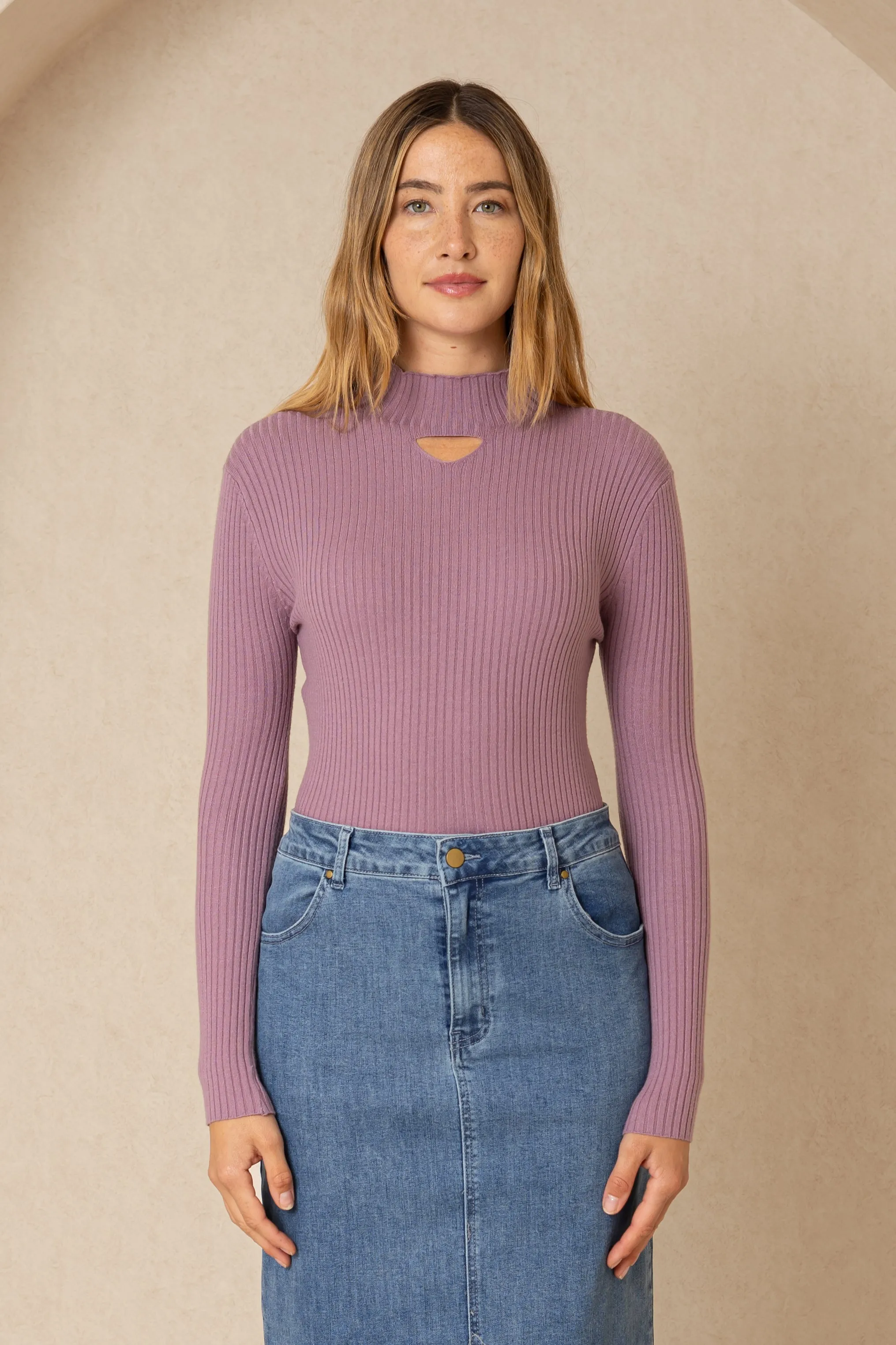 Purple Cutout Sweater