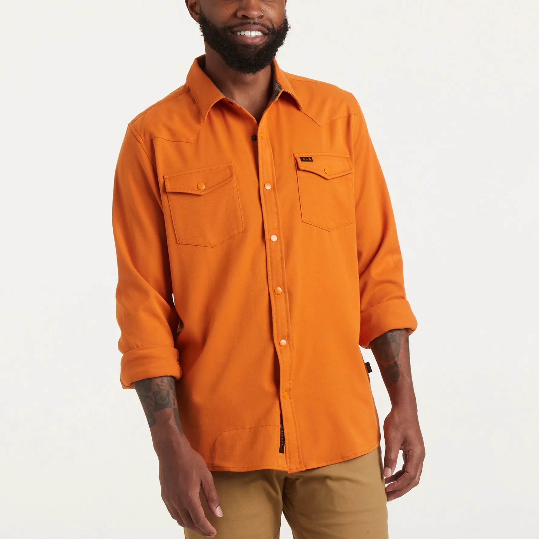 Stockman Stretch Snapshirt - Pumpkin