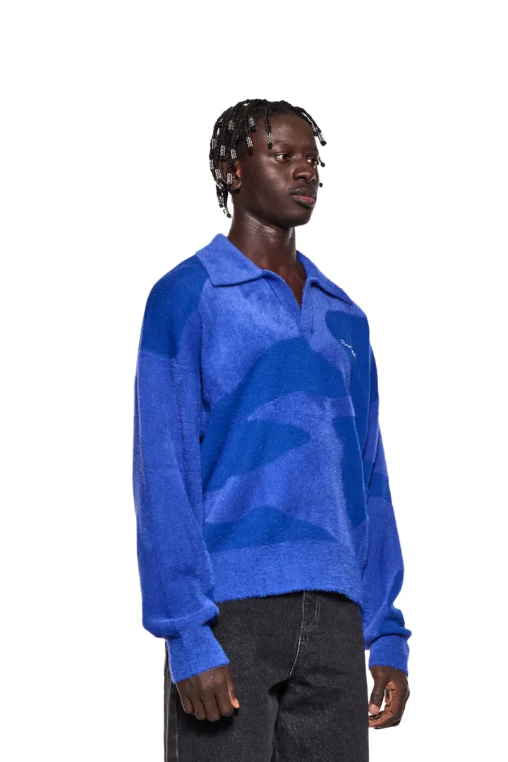 Synergy Glitched Fuzzy Polo Blue