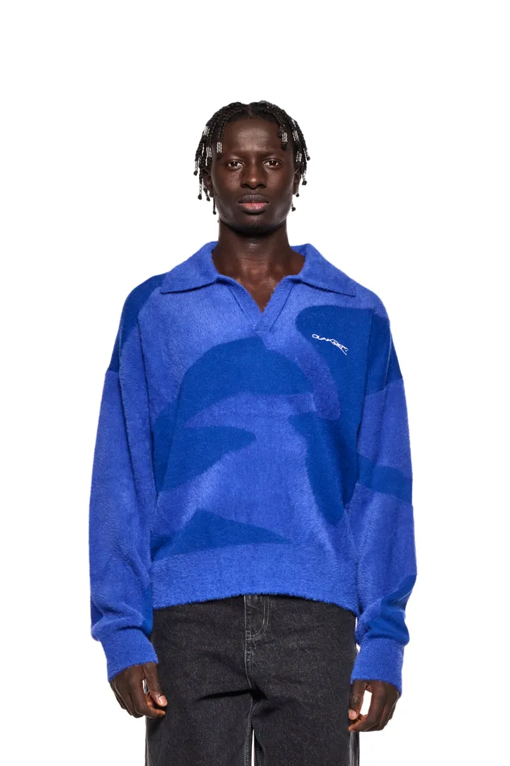 Synergy Glitched Fuzzy Polo Blue