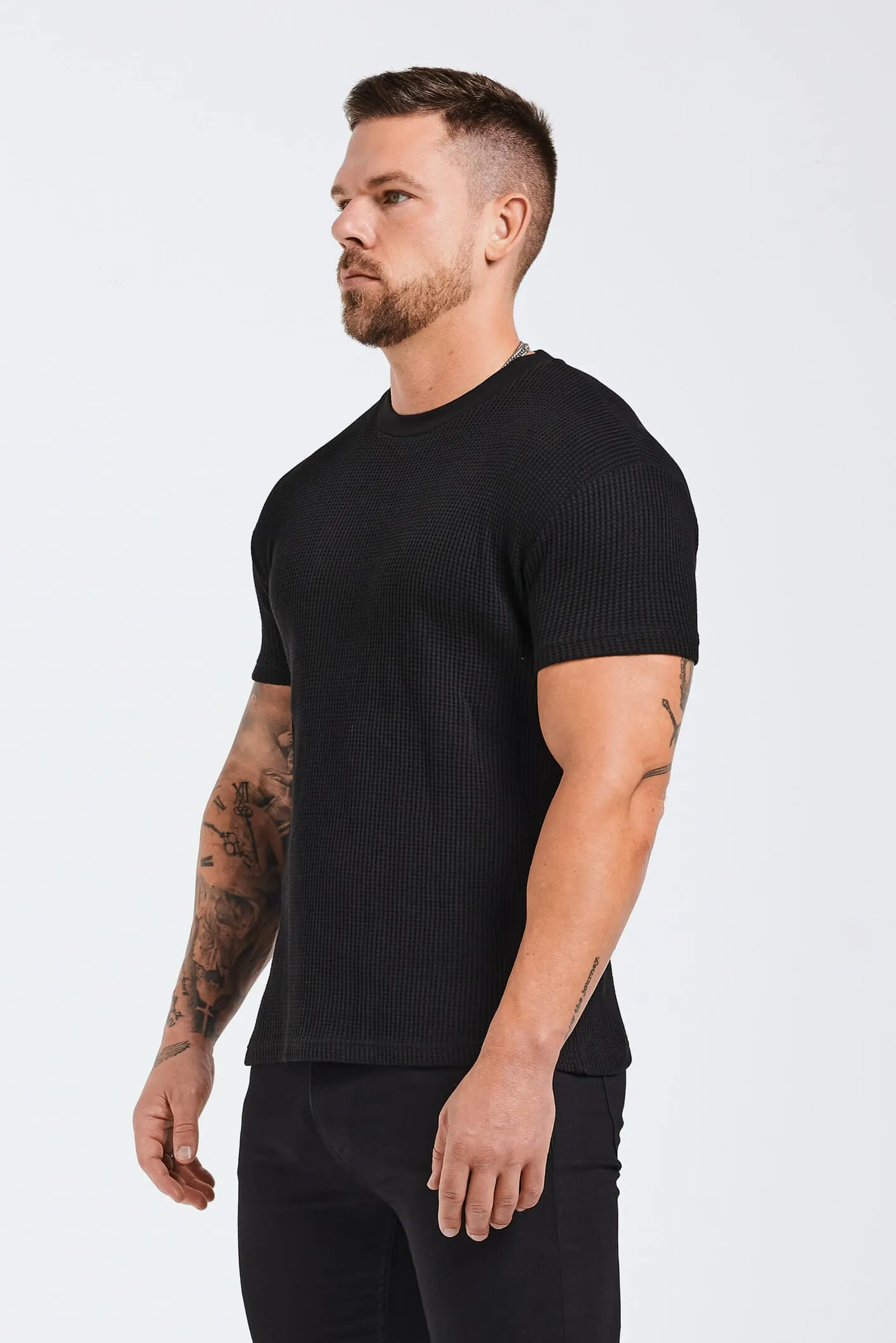 WAFFLE T-SHIRT - BLACK